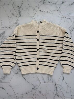 Alex Mill Button Back cardigan Cream and Navy small